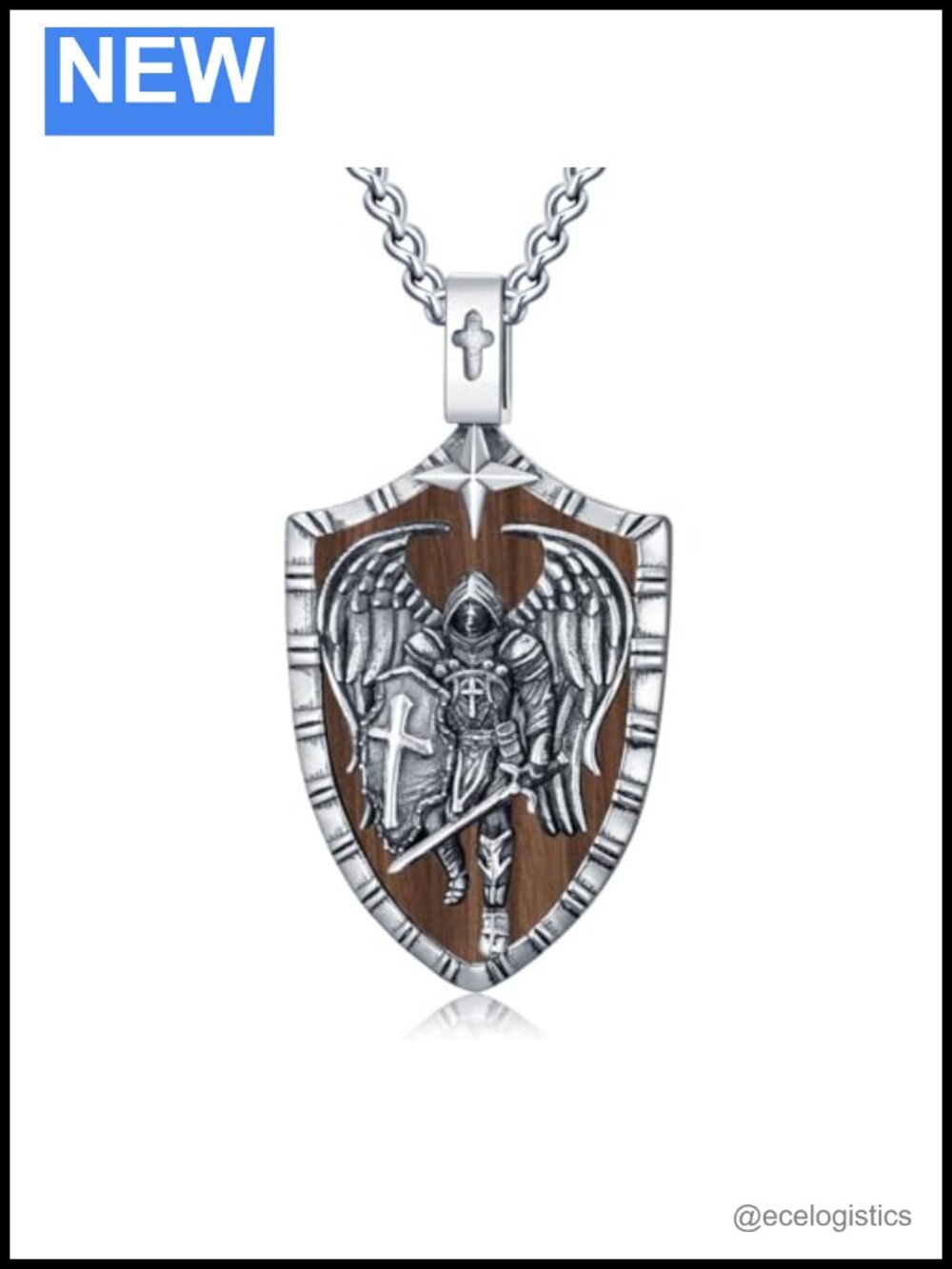 St Michael Archangel 925 Sterling Silver Necklace 22in Stainless Steel Chain